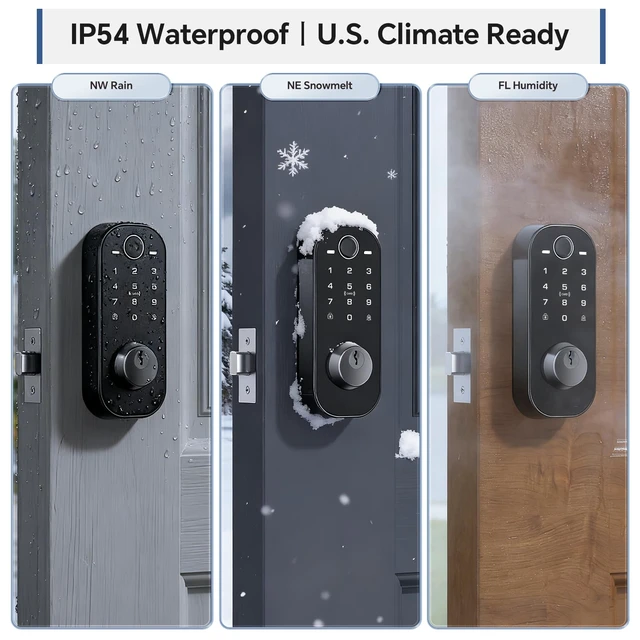 Alt view image 6 of 7 - DL08 Fingerprint Smart Deadbolt with App Control, Mate Black | 5in1 Smart Deadbolt with Remote Control, AutoLock, Touchscreen Keypad, 5 Keys & 2 Fobs, USBC Port, ANSI Grade 3 Security