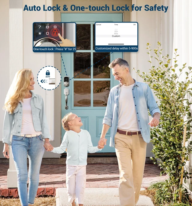 Alt view image 5 of 7 - VE06 Smart Lock for Front Door, App Control, Satin Nickel | 5 in 1 Unlock Keyless Entry , Electronic Digital Door Lock with Code, Auto-Lock, Manage User, BHMA Certified, Easy Install
