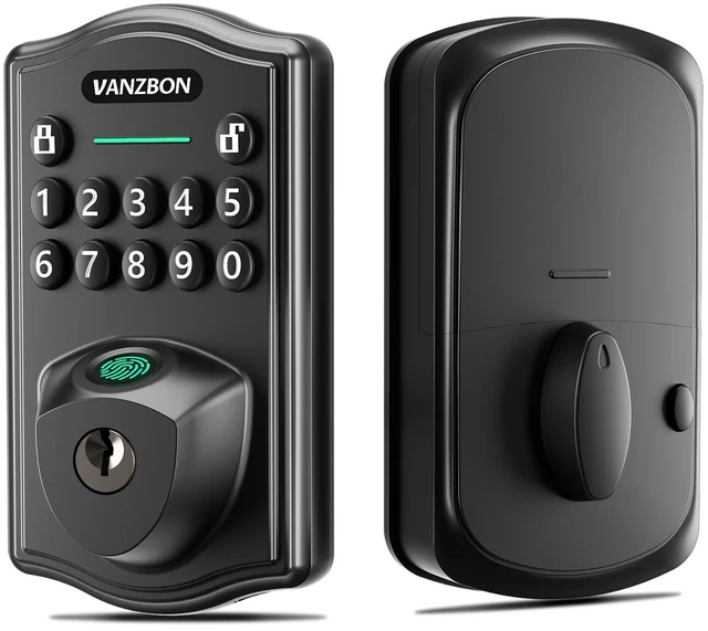 Main image of Fingerprint Door Lock for Front Door,Keyless Entry Doorknob with Keypad | Solid Material,No Data Collected Smart Deadbolt,AutoLock,One-Time Passcode,Private Mode,Easy Assembly,Black