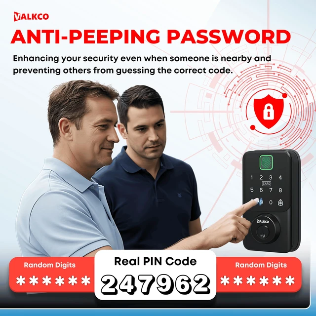 Alt view image 7 of 7 - Smart Deadbolt V600BF Smart Door Lock for Front Door, Keyless Entry Door Lock with Fingerprint, Touch Keypad, RFID Card and Mobile App Control, Auto Lock, DIY Easy Install, IP65 Weatherproof.