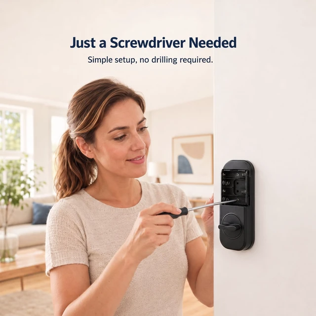 Alt view image 4 of 7 - WiFi Smart Door Lock - Keyless Entry Door Lock for Front Door, Fingerprint Door Lock with App Control, 5-in-1 Touchscreen Deadbolt with 6 Keys & 2 NFC Cards, Built-in 2.4G WiFi