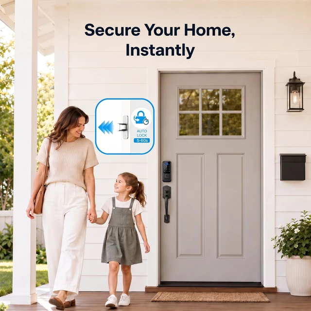 Alt view image 3 of 7 - WiFi Smart Door Lock - Keyless Entry Door Lock for Front Door, Fingerprint Door Lock with App Control, 5-in-1 Touchscreen Deadbolt with 6 Keys & 2 NFC Cards, Built-in 2.4G WiFi