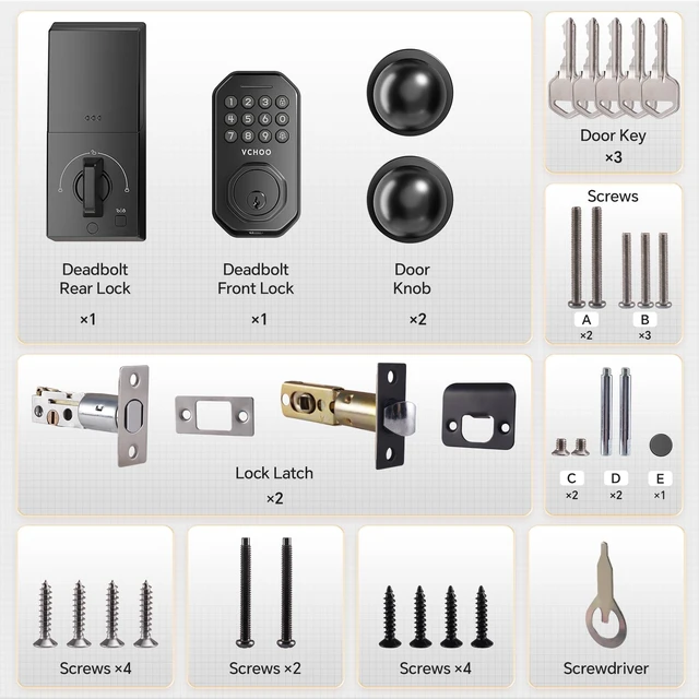 Alt view image 7 of 7 - SL02 Smart Keyless Entry Door Lock with Knob Set, Matte Black | Keypad Deadbolt for Front Door, App Control, Auto Lock, One-Touch Lock, Anti-Peep Code, 5 Keys, IP54 Waterproof