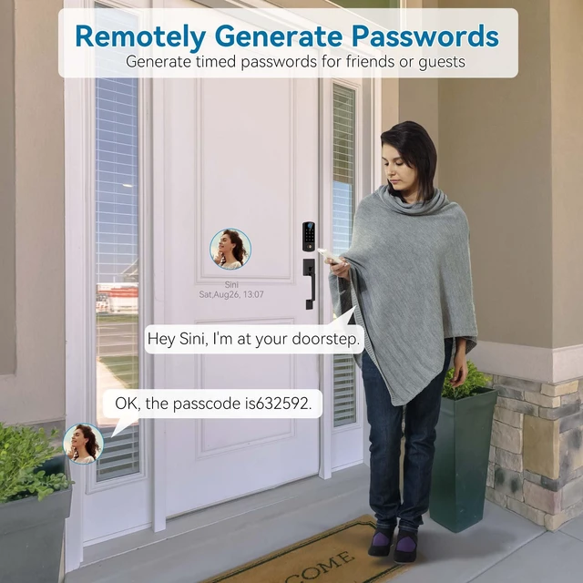 Alt view image 6 of 7 - Fingerprint APP Smart Door Lock Keyless Entry Deadbolt Handle Set | Digital Keypad Bluetooth Deadbolt Lockset with Auto Lock Code Fob Black