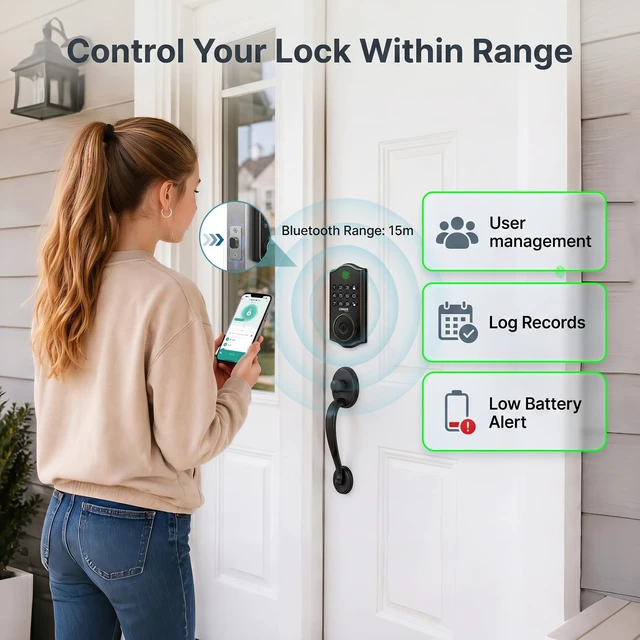 Alt view image 7 of 7 - Fingerprint Door Lock for Front Door, 1.0s Unlock AI Self-Learning Keyless Entry Deadbolt with App Control, Keypad, Auto Lock, Digital Code Smart Lock for Home, Airbnb, Apartment, Garage