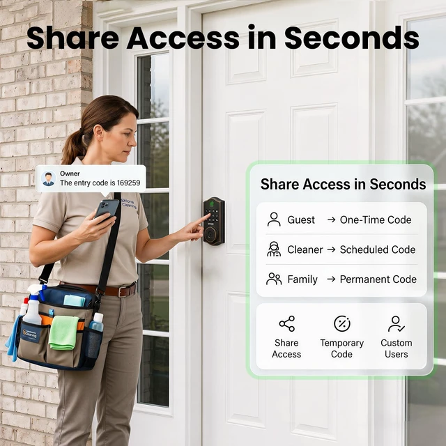 Alt view image 5 of 7 - Fingerprint Door Lock for Front Door, 1.0s Unlock AI Self-Learning Keyless Entry Deadbolt with App Control, Keypad, Auto Lock, Digital Code Smart Lock for Home, Airbnb, Apartment, Garage