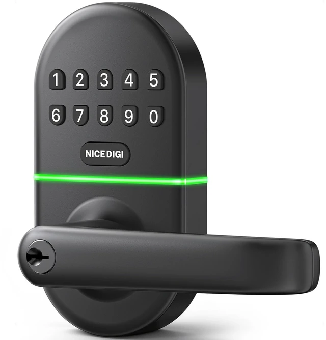 Main image of Keypad Door Lock with Handle, Smart Keyless Entry with Code for Front Door | No App or Wi-Fi, Easy DIY Install, with 20 Passcodes and 2 Keys, Auto-Lock, One-Touch Lock, Passage Mode, Backlit Keypad
