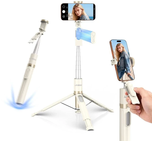 Main image of 62.9" Selfie Stick Tripod - Auto Open for Phone Tripod with Remote. | Selfie Stick Tripod Stand | One-Button Instant Open, One-Pull Fold, Portable with Magnetic Remote, iPhone Android Compatible