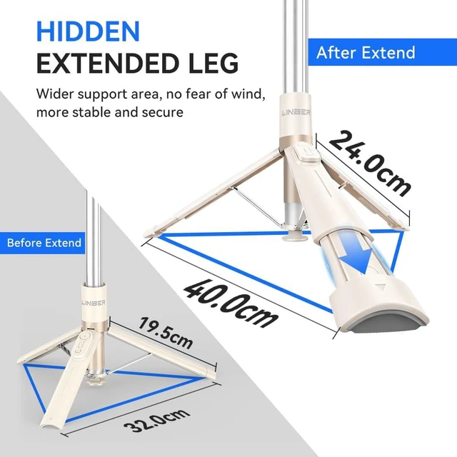 Alt view image 3 of 7 - 62.9" Selfie Stick Tripod - Auto Open for Phone Tripod with Remote. | Selfie Stick Tripod Stand | One-Button Instant Open, One-Pull Fold, Portable with Magnetic Remote, iPhone Android Compatible