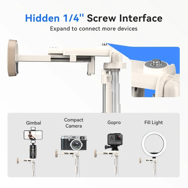 Alt view image 4 of 7 - 62.9" Selfie Stick Tripod - Auto Open for Phone Tripod with Remote. | Selfie Stick Tripod Stand | One-Button Instant Open, One-Pull Fold, Portable with Magnetic Remote, iPhone Android Compatible