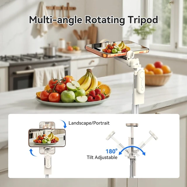 Alt view image 5 of 7 - 62.9" Selfie Stick Tripod - Auto Open for Phone Tripod with Remote. | Selfie Stick Tripod Stand | One-Button Instant Open, One-Pull Fold, Portable with Magnetic Remote, iPhone Android Compatible