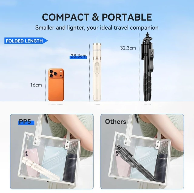 Alt view image 6 of 7 - 62.9" Selfie Stick Tripod - Auto Open for Phone Tripod with Remote. | Selfie Stick Tripod Stand | One-Button Instant Open, One-Pull Fold, Portable with Magnetic Remote, iPhone Android Compatible