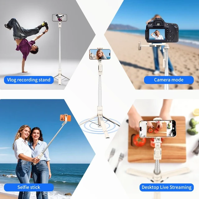 Alt view image 7 of 7 - 62.9" Selfie Stick Tripod - Auto Open for Phone Tripod with Remote. | Selfie Stick Tripod Stand | One-Button Instant Open, One-Pull Fold, Portable with Magnetic Remote, iPhone Android Compatible
