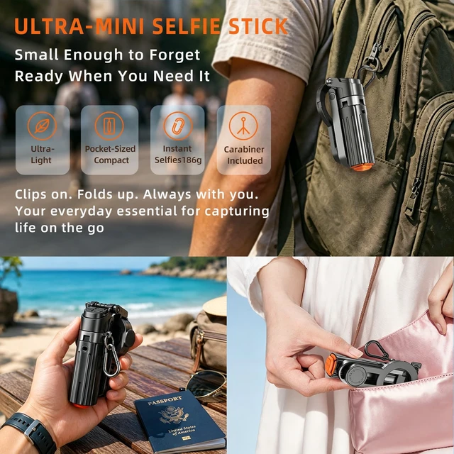 Alt view image 7 of 7 - Max 19" Auto-Open Magnetic Selfie Stick Tripod for iPhone/Android | Mini Pocket Size MagSafe Phone Tripod with Remote, 360° Rotatable Portable Selfie Stick for Video Recording &Travel