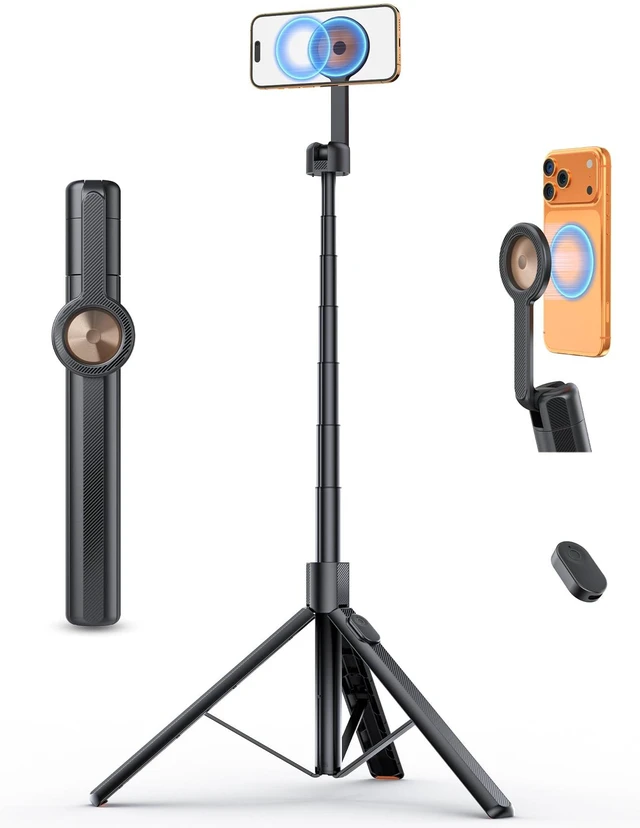 Main image of 71" Magnetic Phone Tripod with Universal Clamp,N Mag3 Selfie Stick | Extra Tall, Rechargeable Remote, Comapct Phone Stand for Travel Vlogging Filming, Compatible with iPhone/Samsung/Android