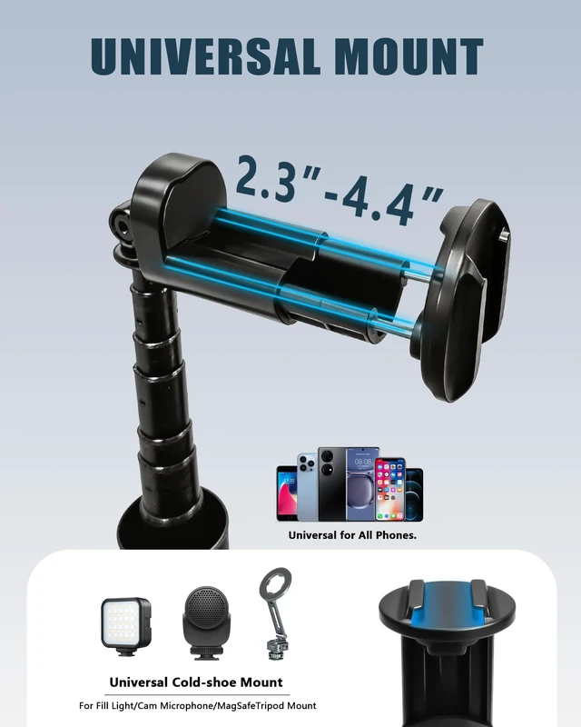 Alt view image 3 of 7 - Automatic Phone Tripod, 67 Auto-Deploy Selfie Stick Tripod with Remote - 360° Rotatable Extendable - Portable Phone Tripod Stand for Video Recording on iPhone Android