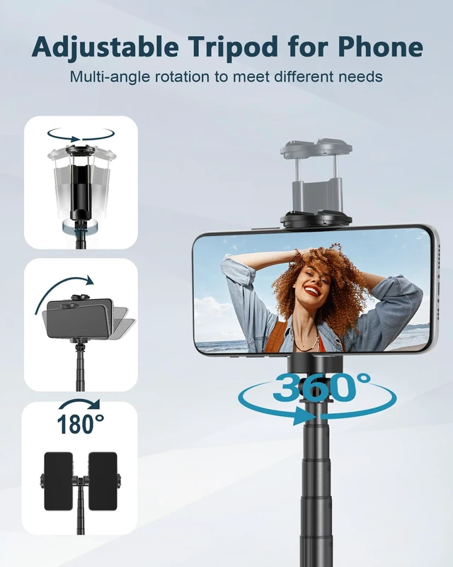 Alt view image 4 of 7 - Automatic Phone Tripod, 67 Auto-Deploy Selfie Stick Tripod with Remote - 360° Rotatable Extendable - Portable Phone Tripod Stand for Video Recording on iPhone Android