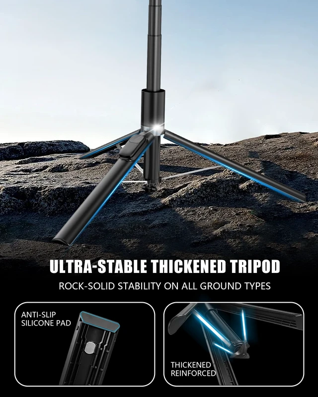 Alt view image 5 of 7 - Automatic Phone Tripod, 67 Auto-Deploy Selfie Stick Tripod with Remote - 360° Rotatable Extendable - Portable Phone Tripod Stand for Video Recording on iPhone Android