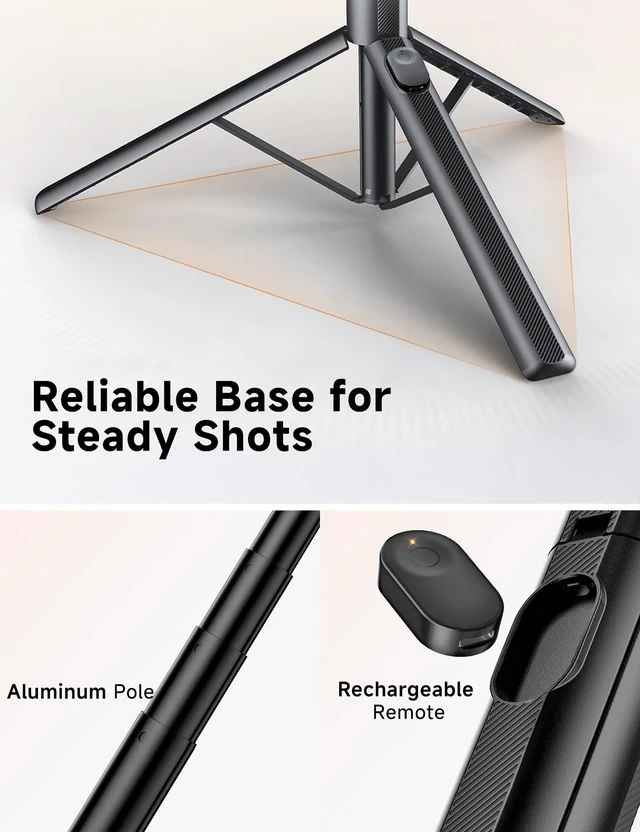 Alt view image 5 of 7 - 71" Magnetic Phone Tripod with Universal Clamp,N Mag3 Selfie Stick | Extra Tall, Rechargeable Remote, Comapct Phone Stand for Travel Vlogging Filming, Compatible with iPhone/Samsung/Android