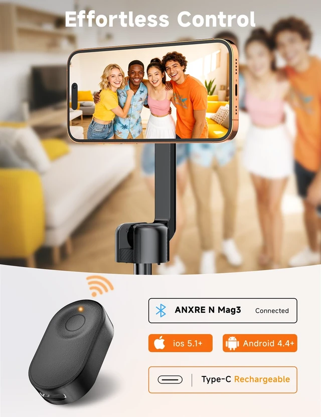 Alt view image 6 of 7 - 71" Magnetic Phone Tripod with Universal Clamp,N Mag3 Selfie Stick | Extra Tall, Rechargeable Remote, Comapct Phone Stand for Travel Vlogging Filming, Compatible with iPhone/Samsung/Android
