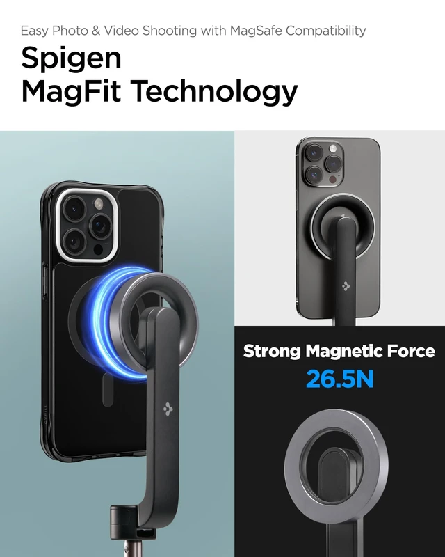 Alt view image 3 of 7 - MagSafe Selfie Stick Tripod Stand Rechargeable Remote Control | 24" Extendable Holder Travel-Friendly Portable Adjustable Compatible with iPhone, Pixel, Galaxy w/ Magnetic Case - Black