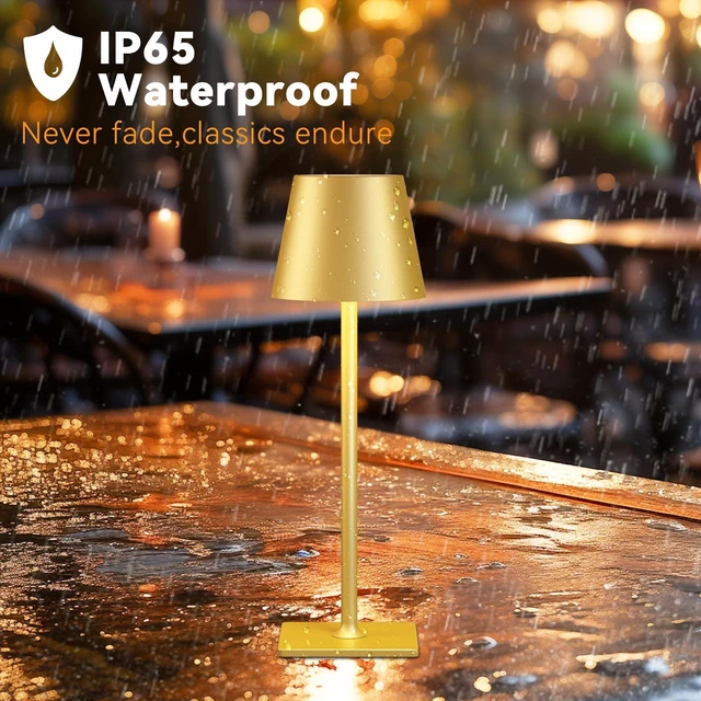 Alt view image 5 of 6 - 4 Pack Gold Rechargeable Led Cordless Table Lamps,Cordless Lamp with 6000mAh Battery Operated,Wireless Lamp for Restaurant Home Dinner Dining Kitchen Outdoor Patio,Waterproof & Portable