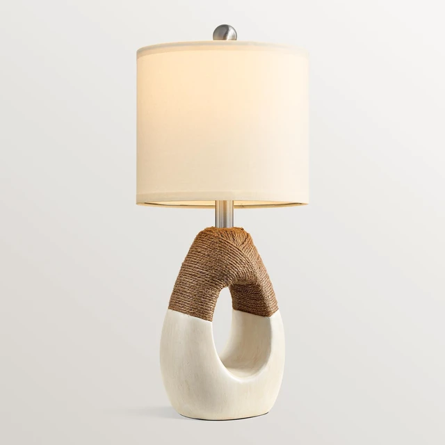 Main image of 19 Boho Table Lamps Bedroom Living Room,Suitable for Small Space,Farmhouse Rattan Lamp Rustic Egg Design Resin Nightstand Bedside Lamps for Bedroom Living Room Office Study Rest Decor