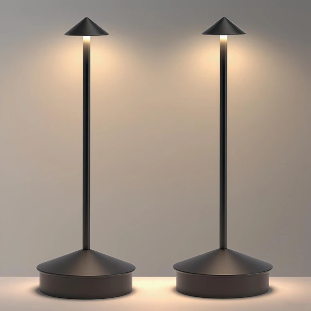 Main image of 2 Pack LED Cordless Table Lamp, Portable 6000mAh Rechargeable, Touch Control Outdoor Table Lamp, 3 Color Dimmable Cordless Table Lamps for Restaurant, Patio, Bedroom, Outdoor - Black