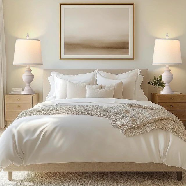 Alt view image 6 of 7 - Retro Table Lamps Set of 2, Bedside Lamp for Bedroom Rustic Farmhouse Table Lamps for Living Room, 22" Vintage Nightstand Lamps with White Shades, White
