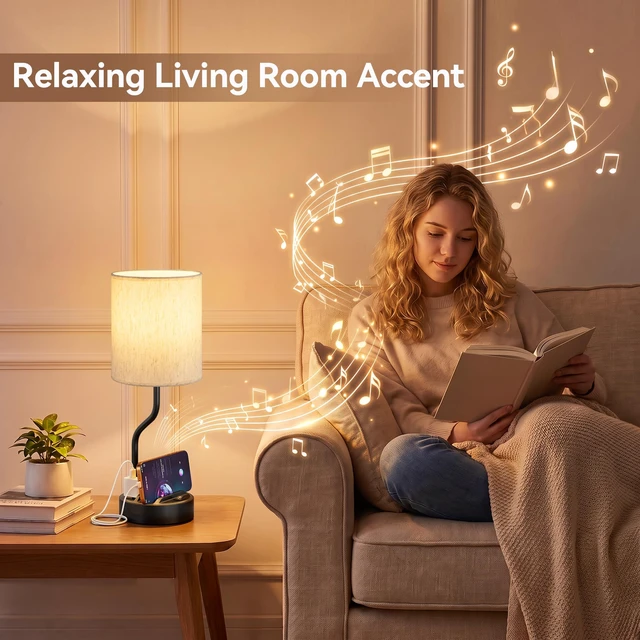 Alt view image 7 of 7 - 18" Bedside Lamps for Bedroom Set of 2 - Table Lamp for Nightstand | USB A+C Ports, AC Outlet, Phone Stand, 3 Color Temperatures, LED Bulb Included, Desk Lamp for Living Room/Dorm