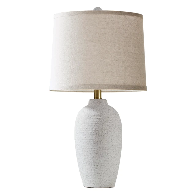 Alt view image 7 of 7 - 25 Modern Farmhouse Traditional Ceramic Table Lamp | Rotary Switch Bedside Lamp with Textured Finish, Rustic Nightstand Lamps for Bedroom End Table, Bulb Included
