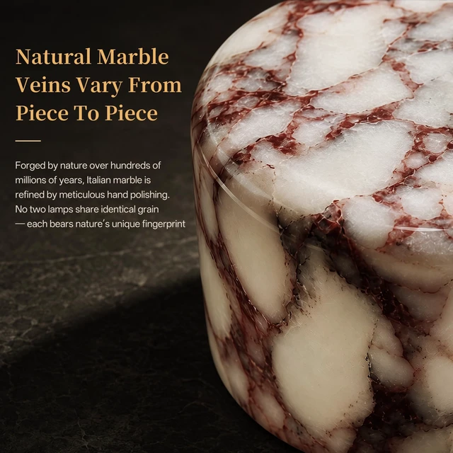 Alt view image 2 of 7 - Natural Marble Cordless Touch Dimmable Table Lamp Night Light | 4000mAh Battery, 3-level Dimmable 3000K Warm Light, Unique Marble Lamp For Bedroom, Dining, Patio & Home Decor Gift