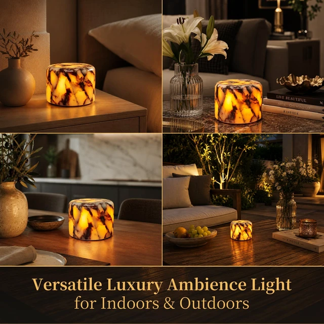 Alt view image 6 of 7 - Natural Marble Cordless Touch Dimmable Table Lamp Night Light | 4000mAh Battery, 3-level Dimmable 3000K Warm Light, Unique Marble Lamp For Bedroom, Dining, Patio & Home Decor Gift