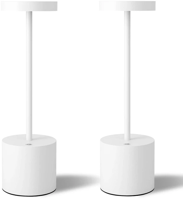 Main image of LED Cordless Table Lamps Set of 2, 5000mAh Rechargeable Table Light | Portable Outdoor Table Lamp, 3 Color Stepless Dimming Battery Powered Lamp for Dinner/Patio/Restaurant/Bedroom (White)