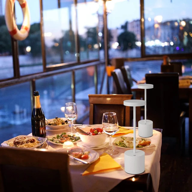 Alt view image 5 of 6 - LED Cordless Table Lamps Set of 2, 5000mAh Rechargeable Table Light | Portable Outdoor Table Lamp, 3 Color Stepless Dimming Battery Powered Lamp for Dinner/Patio/Restaurant/Bedroom (White)