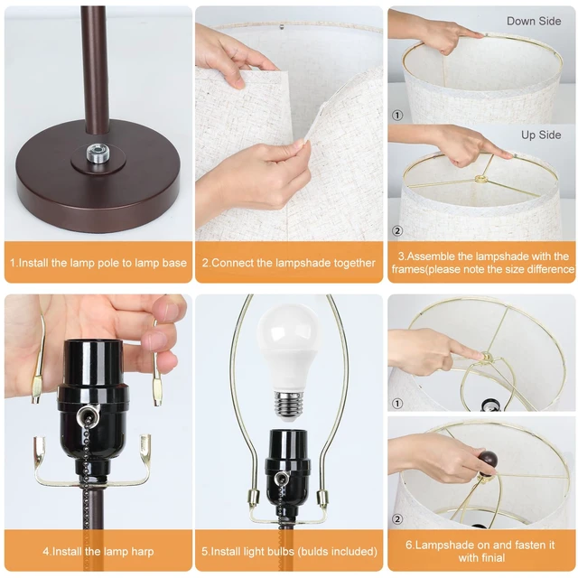 Alt view image 6 of 7 - Table Lamps Set of 2, 22" to 30"Adjustable Height Bedside Lamps for Living Room 3 Color Temperatures Tall Nightstand Lamps Modern Brown Table Lamp for Bedroom Office End Table (Bulbs Included)