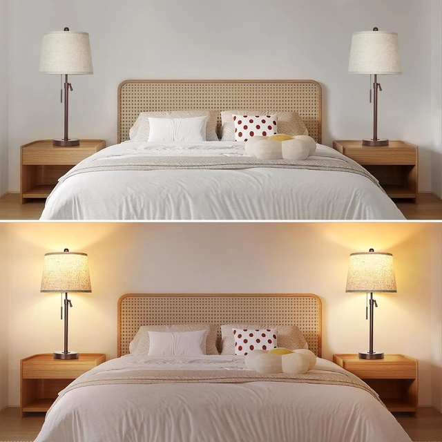 Alt view image 7 of 7 - Table Lamps Set of 2, 22" to 30"Adjustable Height Bedside Lamps for Living Room 3 Color Temperatures Tall Nightstand Lamps Modern Brown Table Lamp for Bedroom Office End Table (Bulbs Included)