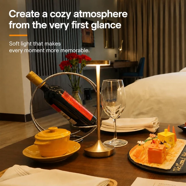 Alt view image 2 of 7 - 2 Pack Cordless Table Lamps Rechargeable 6000mAh, 72H Runtime | Stepless Touch Dimming with 3 Color Modes & Memory Function, IP54 Waterproof for Restaurants, Dining, Home & Patios (Bronze)