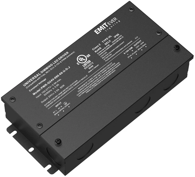 Main image of 60W 24V 5-in-1 Dimmable LED Driver,AC 110-277V to DC Power Supply | ELV/MLV/TRIAC/0-10V/PWM Compatible,Works with Lutron & Leviton,Transformer for LED Lighting,Waterproof IP67,UL Listed,class 2