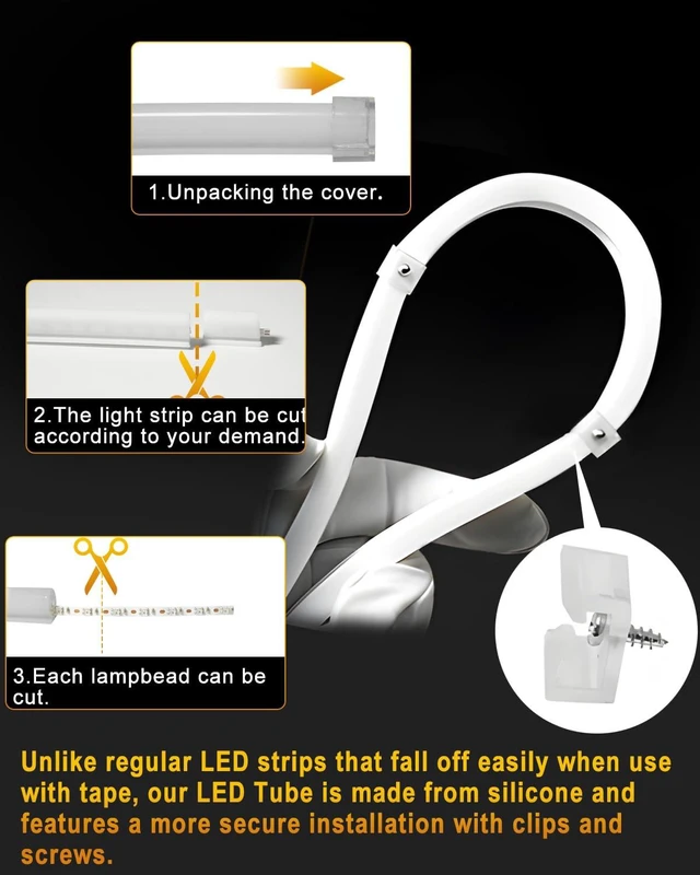 Alt view image 3 of 7 - Sequential LED Strips APP Bluetooth Control RGB Multi Color Headlight 24Inch LED Daytime Running Lights Flexible DRL Tube Strip 12V 2-Pack