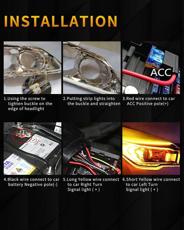 Alt view image 7 of 7 - Sequential LED Strips APP Bluetooth Control RGB Multi Color Headlight 24Inch LED Daytime Running Lights Flexible DRL Tube Strip 12V 2-Pack