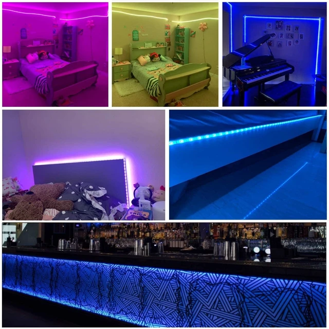Alt view image 6 of 7 - Battery Operated LED Strip Lights 32.8ft, Battery Powered Led Strip Lights for Bedroom Color Changing APP Remote, USB Led Lights for TV, Room, Kitchen, Party
