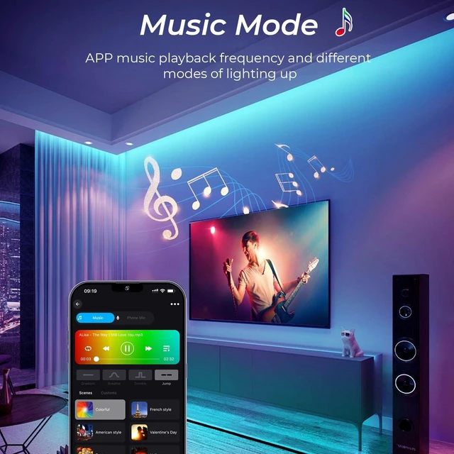 Alt view image 3 of 7 - RGB COB Led Strip Light 32.8FT/10M, 10mm Led Tape Light, Color Changing | 24V5A Power, WiFi/Bluetooth Connect, APP/Remote Control, Music Sync for TV Led Backlight, Home Bedroom Decor