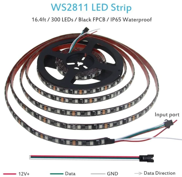 Alt view image 2 of 7 - WS2811 RGB-IC Addressable LED Light Strip 16.4ft 300LEDs 12V LED Strip Lights Dream Color Programmable LED Pixel Rope Light Waterproof IP65 with Adhesive Back(No Adapter & Controller)