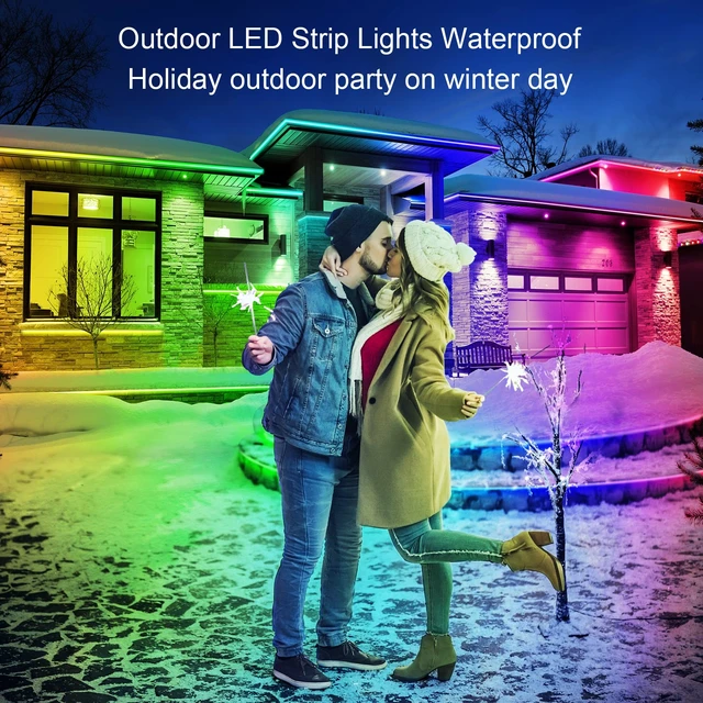 Alt view image 3 of 7 - 100ft Outdoor LED Strip Lights Waterproof,IP68 Outside Led Light Strips Waterproof with Bluetooth App Remote Control,Music Sync RGB Exterior Led Rope Lights,for Balcony,Deck,Roof,Garden,Pool
