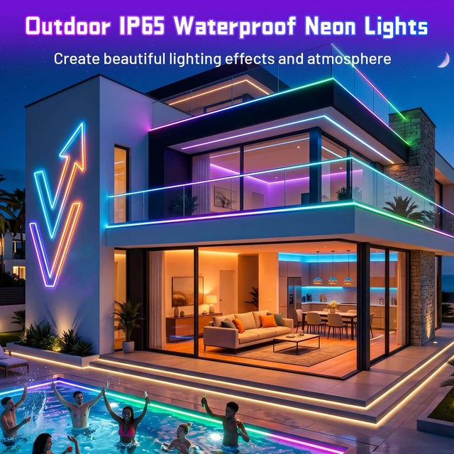 Alt view image 7 of 7 - 100FT RGB LED Neon Rope Lights (50FT* 2 Rolls), Flexible LED Strip Lights | Flexible Waterproof App & Remote Control Music Sync LED Rope Lights, Multiple Modes for Bedroom Gaming Room & Outdoor Decor