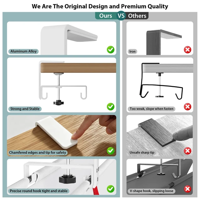 Alt view image 7 of 7 - No Drill Under Desk Cable Management Tray, 36 inch Cable Management | Clamp/Screw Mount Cable Management Under Desk, Premium Fabric Under Desk Cable Tray, Various Size Cable tray for Office, Home