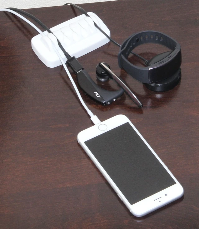 Alt view image 4 of 7 - Heaviest Cable Organizer on the Market! Compact and Weighted Desktop Cord Holder for Desk and Nightstand, Eco-Friendly Silicone, No Bad Smell, Bundled with 4 Reusable Cable Ties! (White)