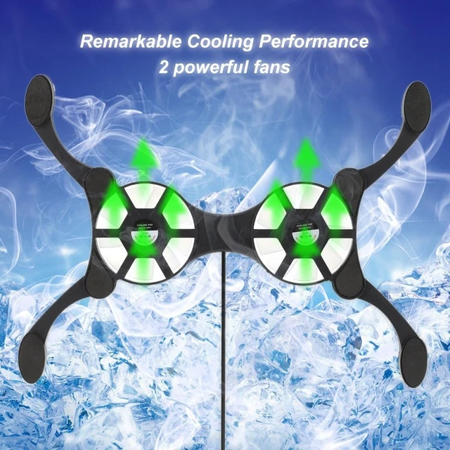 Alt view image 2 of 7 - Mini USB Laptop Cooling Pad with 2 Fans Foldable Portable Cooler for 7-15 Inch Notebook, Adjustable Arms Quiet Use Overheat Prevention