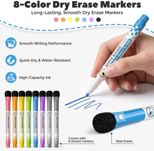 Alt view image 5 of 7 - Dry Erase Lap Board 9 x 12 inches 2 Pack Ruled Kid Double Sided | Blank & Lined Small Lapboard with 8 Pens, 2 Eraser, Learning Mini Whiteboard Portable for Student and Classroom Use
